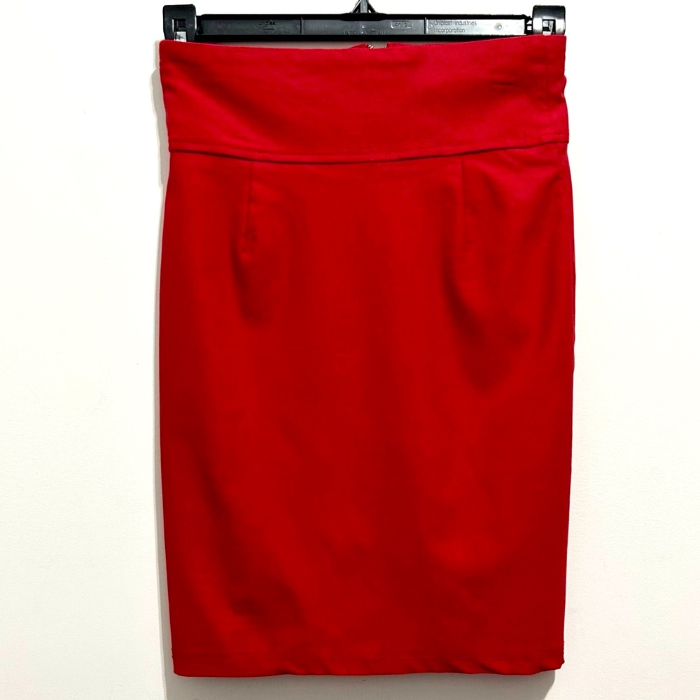 Ambiance Women’s Red Stretchy Pencil Skirt